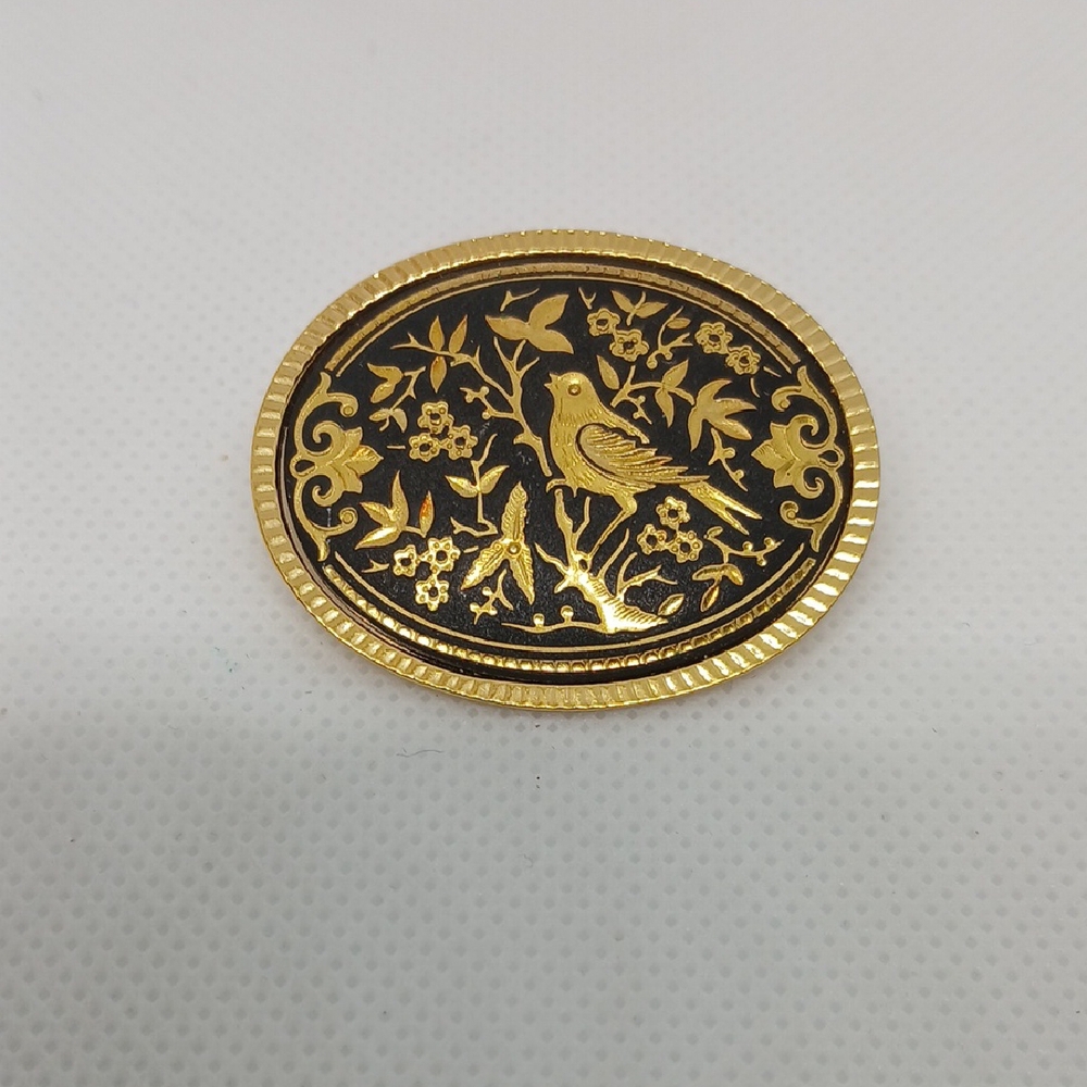 Gold and Black Bird Brooch